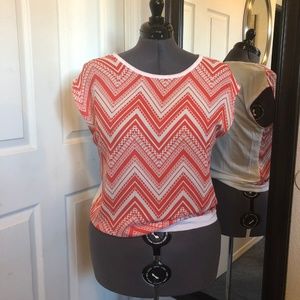 Collective Concepts - Orange Chevron Shirt Size L